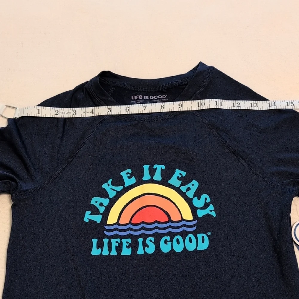 Life Is Good Navy Blue Rashguard Swim Shirt UPF Boys Size Large